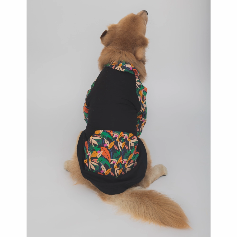 The Papaw Cartel Tropical Bomber Shacket for Dogs (Black)
