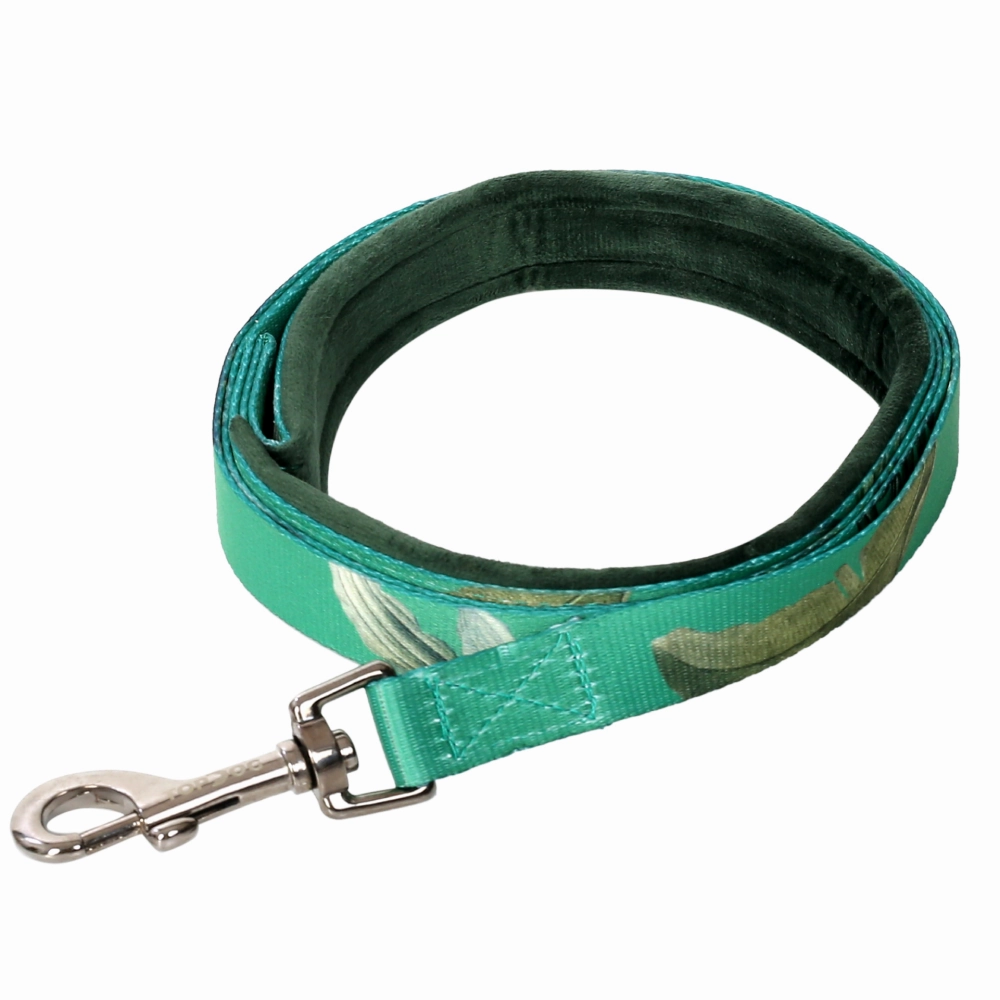 TopDog Premium Leaves Printed Nylon Leash & Collar Set for Dogs (Green)