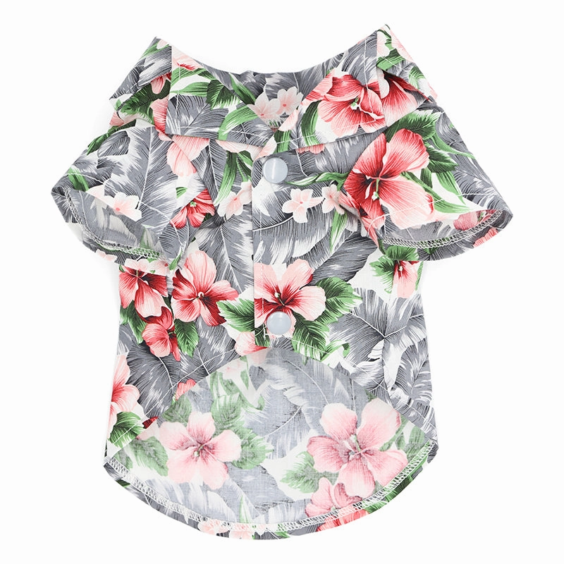 Tropical Floral Dog Shirt Grey