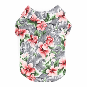 Tropical Floral Dog Shirt Grey