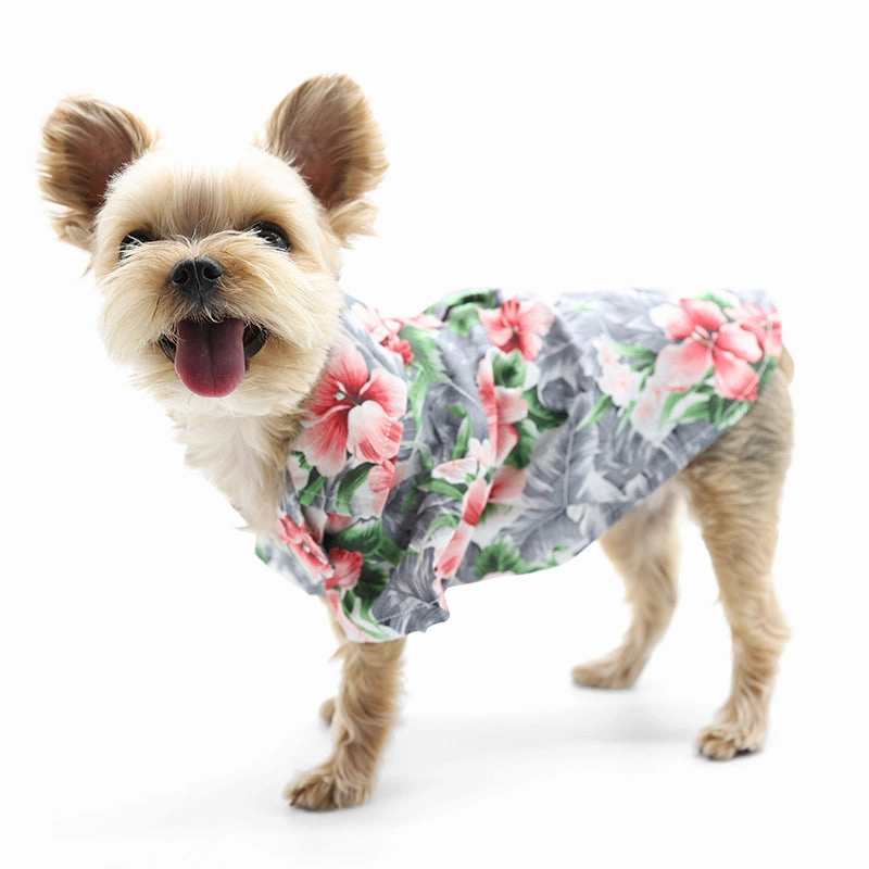 Tropical Island Dog Shirt Grey