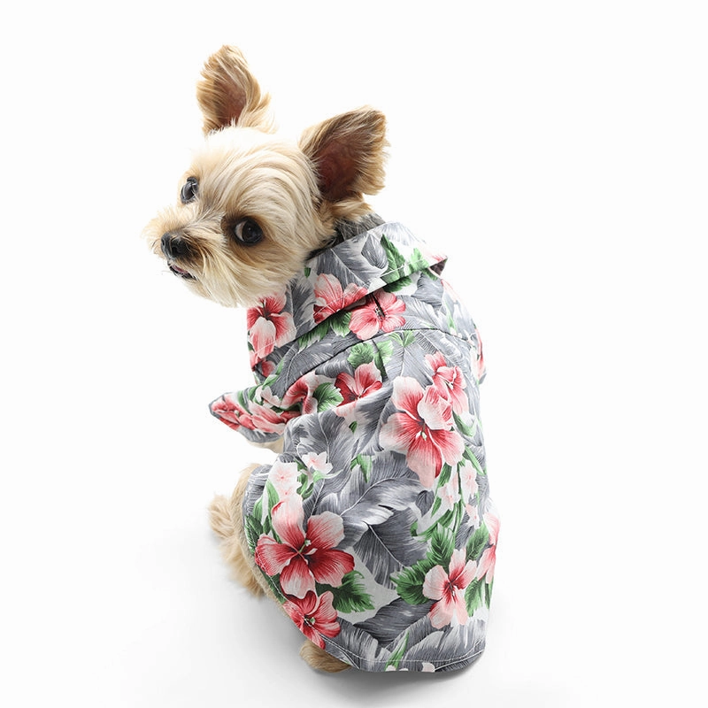 Tropical Island Dog Shirt Grey