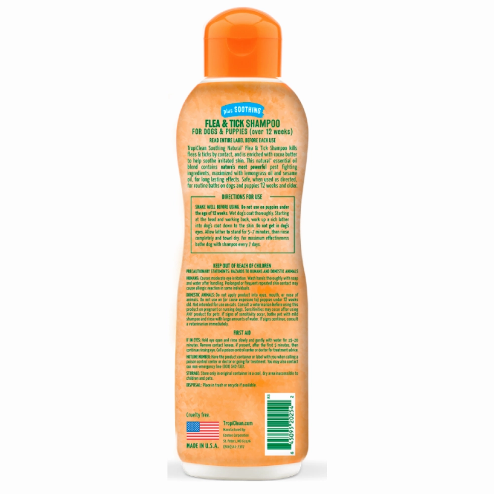 Tropiclean Natural Flea and Tick Plus Soothing Shampoo for Dogs