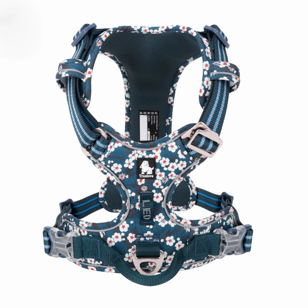 Truelove Floral No Pull 3M Reflective Harness for Dogs (Saxony Blue)