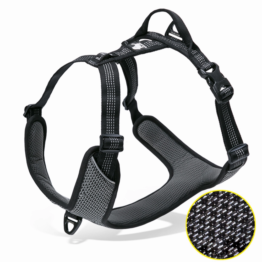 Truelove Harness with Reflective Fabric for Dogs (Black)