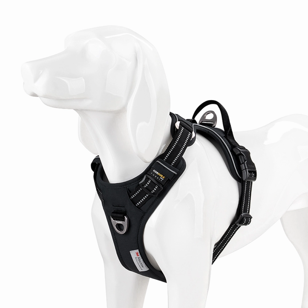 Truelove No Pull Cordura Harness with 3M Reflective Material for Dogs (Black)