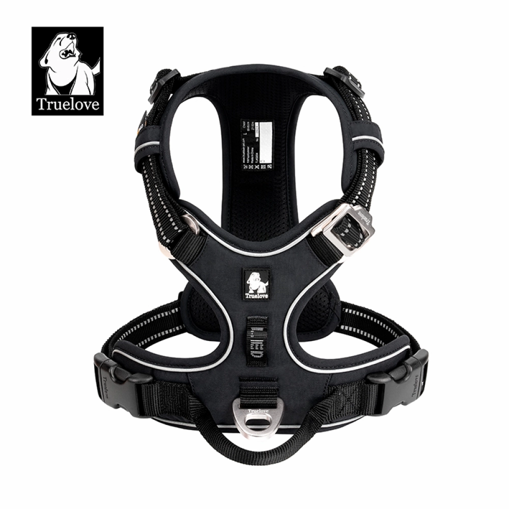 Truelove No Pull Cordura Harness with 3M Reflective Material for Dogs (Black)