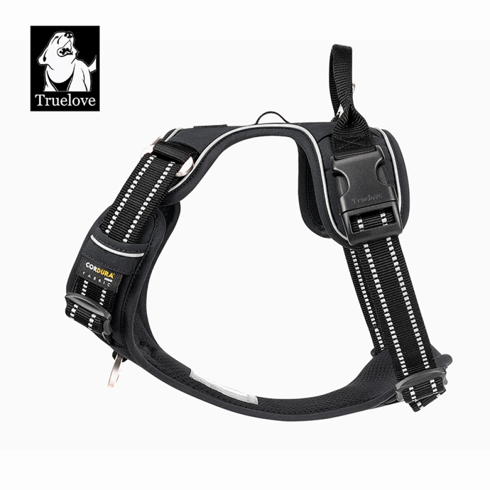 Truelove No Pull Cordura Harness with 3M Reflective Material for Dogs (Black)