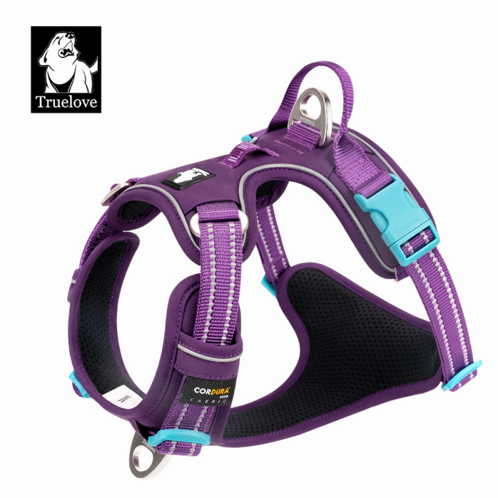 Truelove No Pull Cordura Harness with 3M Reflective Material for Dogs (Purple)