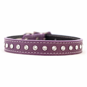 Tuscan Leather Crystallized Dog Collar Purple