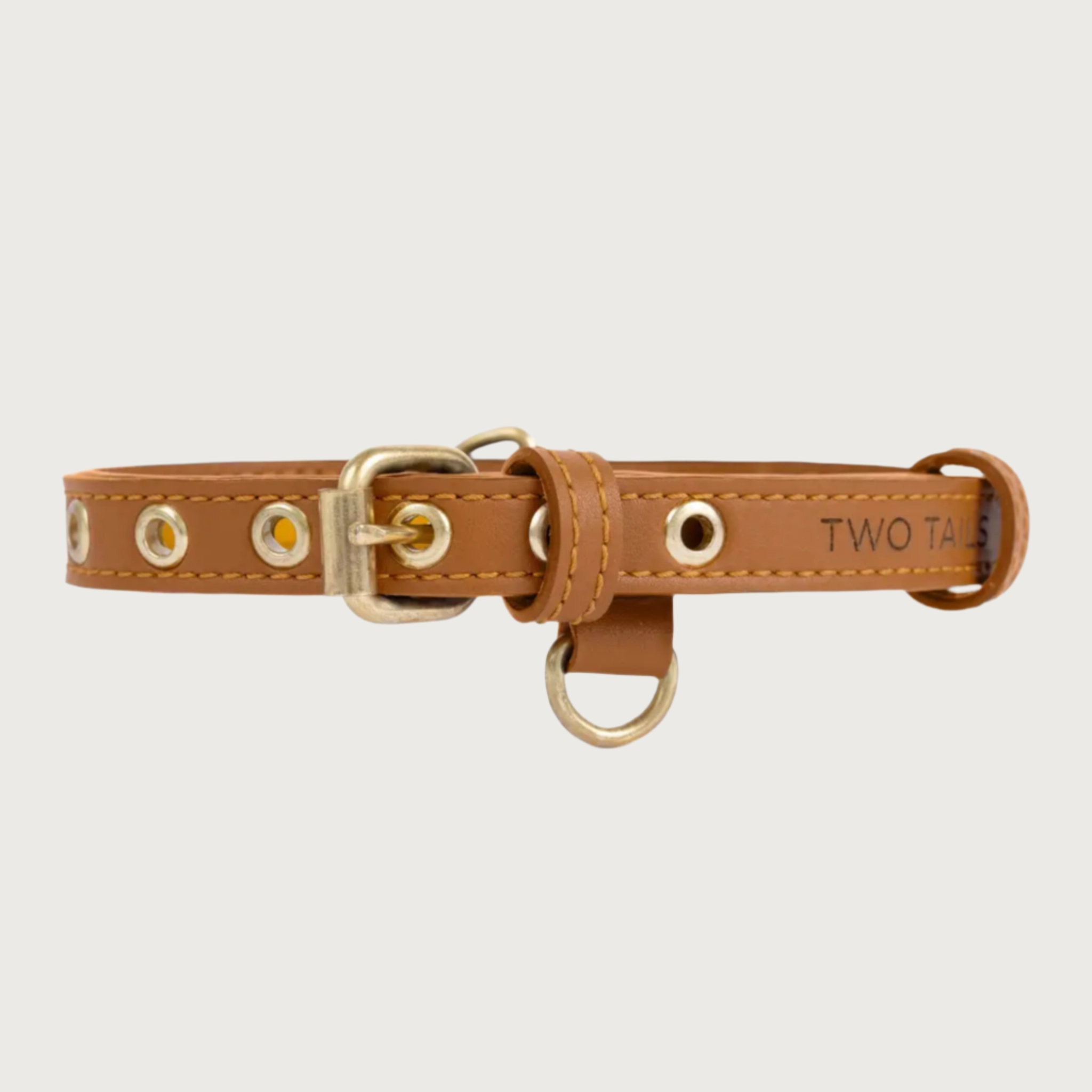 TWO TAILS PET COMPANY Cactus Leather Dog Collar - Caramel