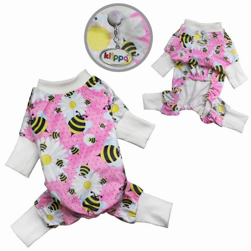 Ultra Soft Minky Bumblebees And Flowers Dog Pajamas