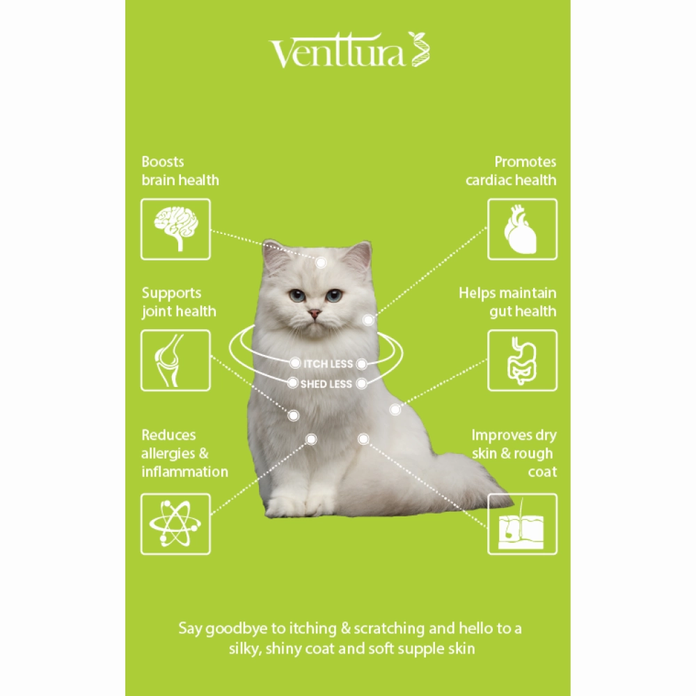 Venttura Healthy Skin & Glowing Coat Omega Fatty Acid Supplement for Cats
