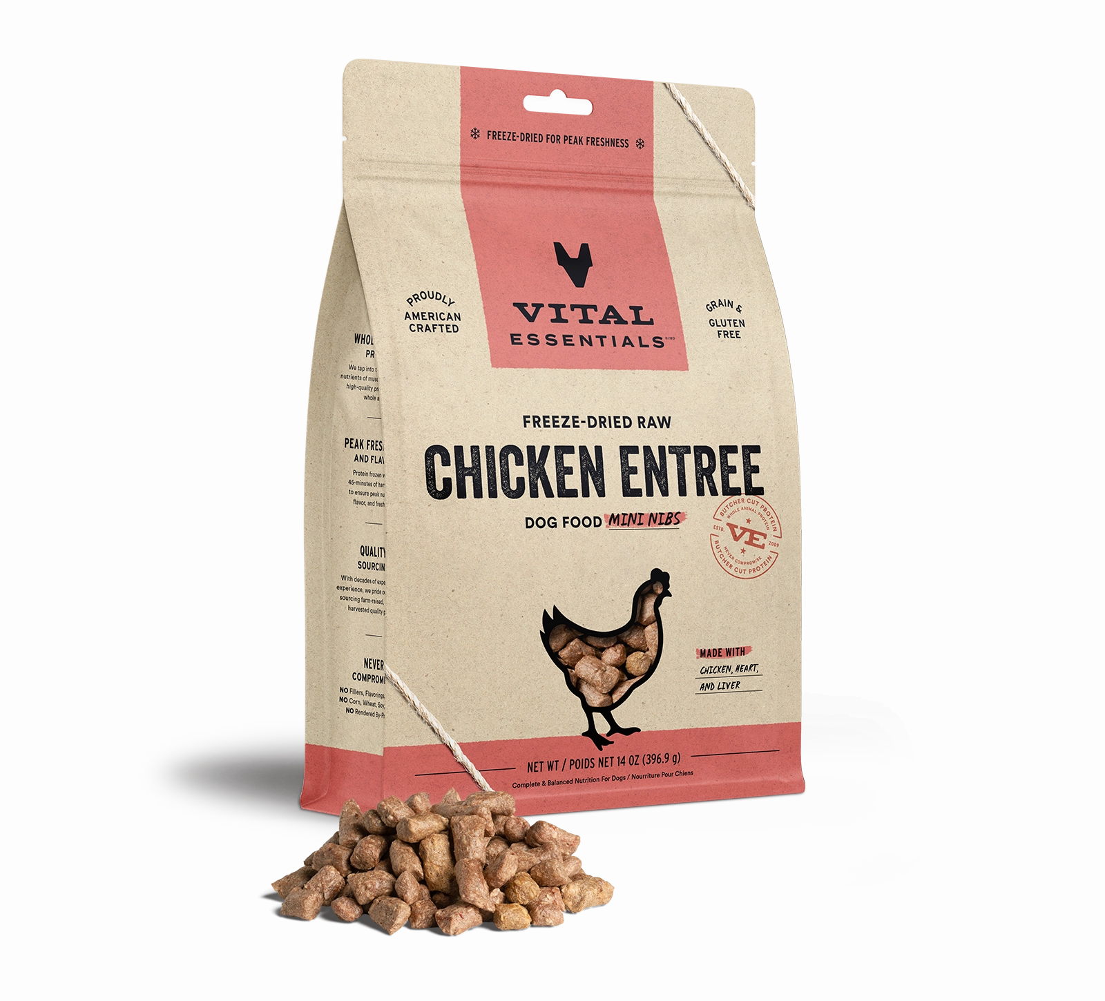 Vital Essentials Chicken Entree Mini Nibs Freeze-Dried Raw Dog Food