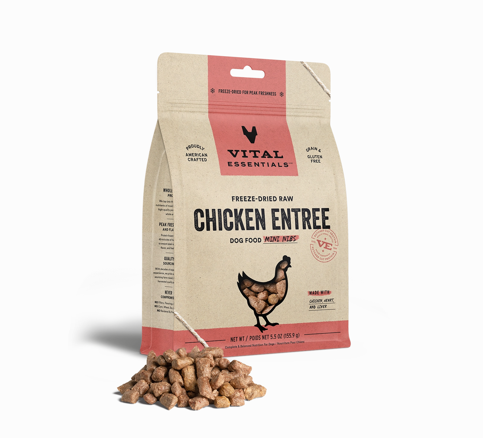 Vital Essentials Chicken Entree Mini Nibs Freeze-Dried Raw Dog Food
