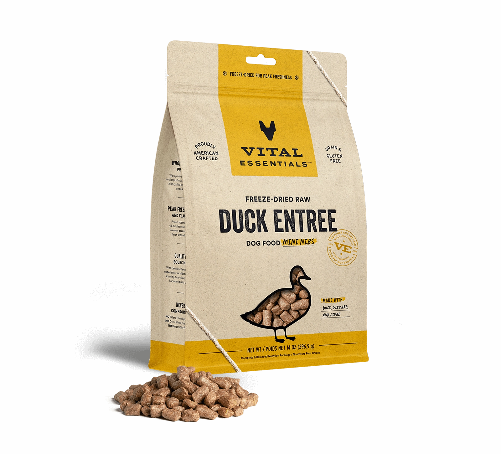 Vital Essentials Duck Entree Mini Nibs Freeze-Dried Raw Dog Food