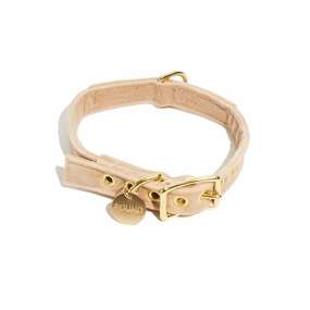 Washable Velvet Dog Collar Cream