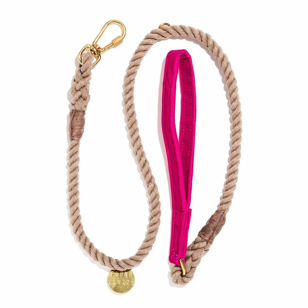 Washable Velvet Dog Leash Pink