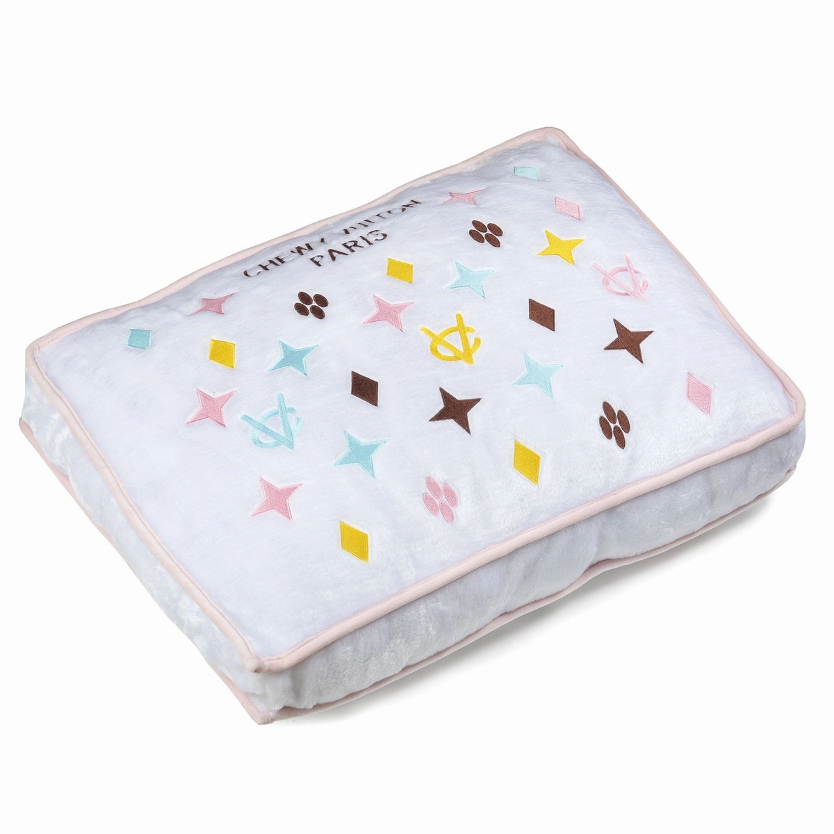 White Chewy Vuiton Dog Bed