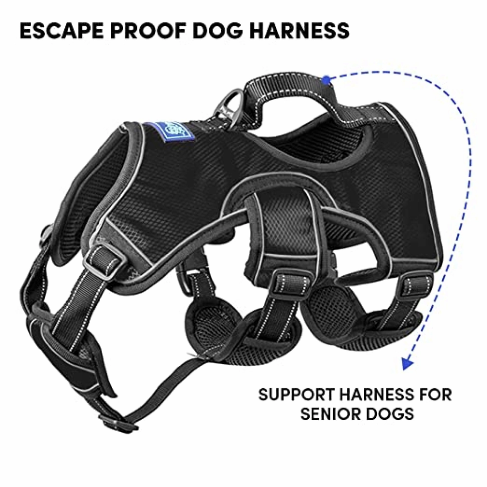 Whoof Whoof Full Body Three Layer Belt Harness for Dogs (Black)