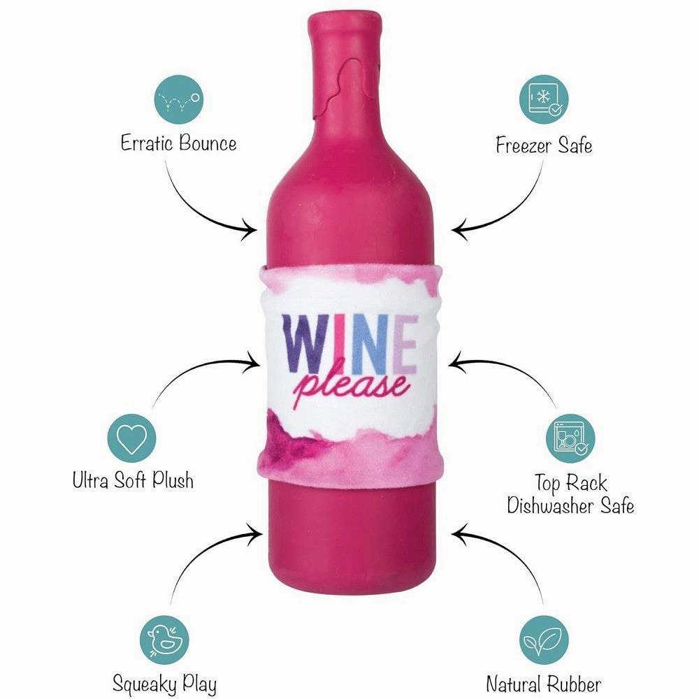 Wine Please Natural Rubber Dog Toy