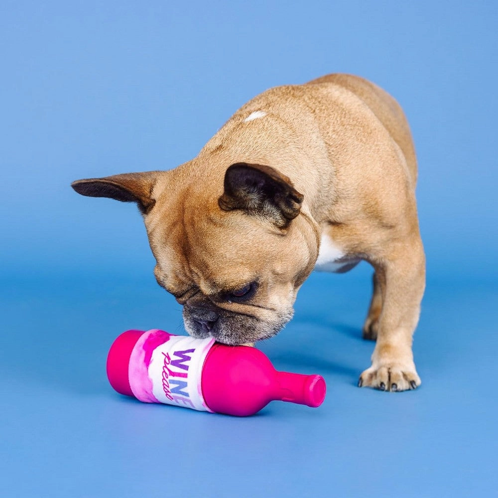 Wine Please Natural Rubber Dog Toy
