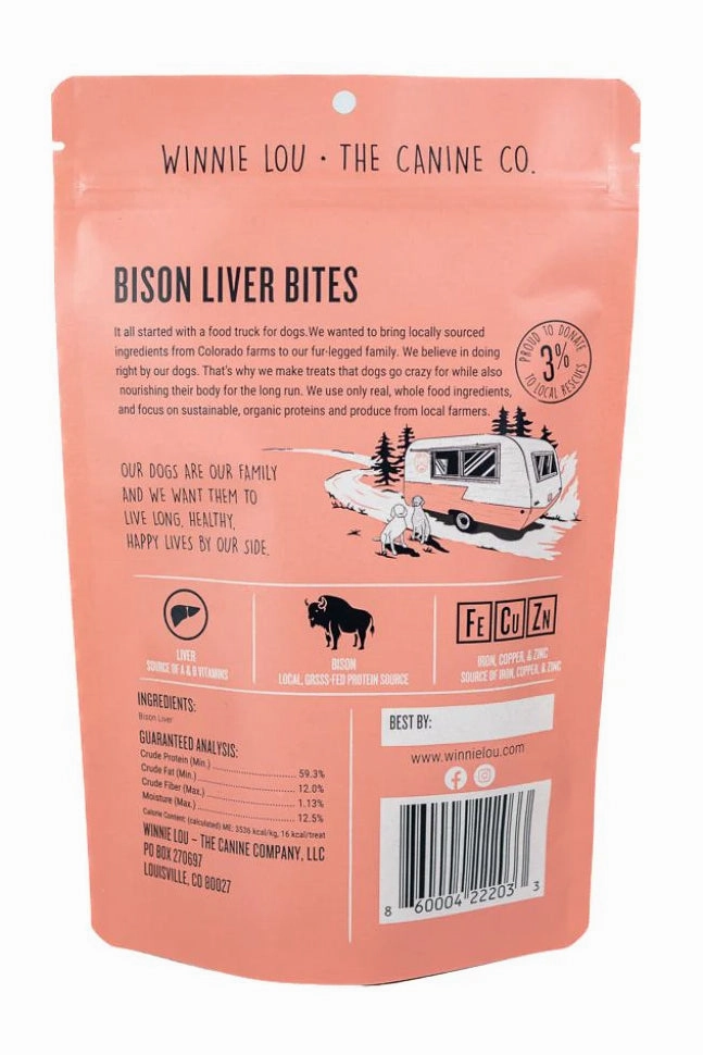 Winnie Lou Bison Liver Bites Dog Treat