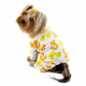 Yellow Ducky Knit Cotton Dog Pajamas