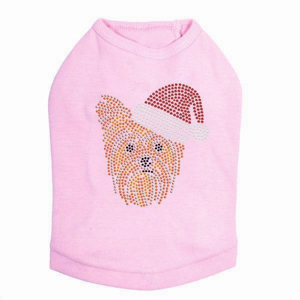 Yorkie Santa Rhinestone Dog Tank