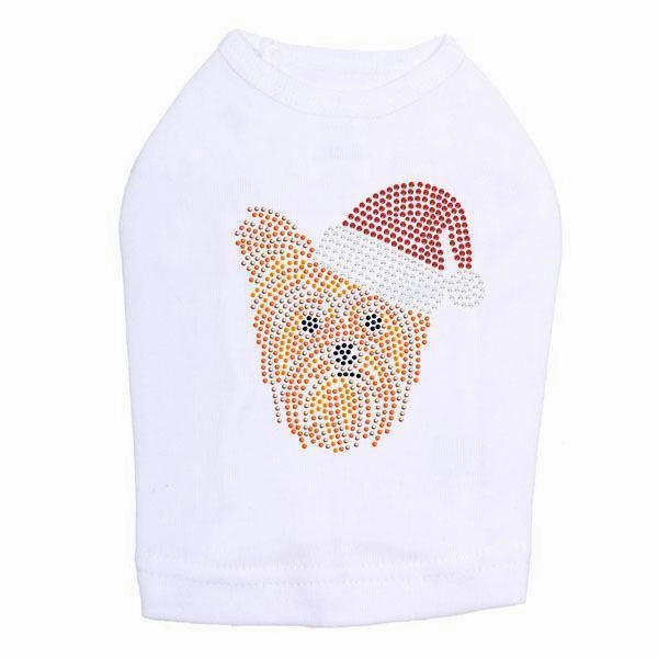 Yorkie Santa Rhinestone Dog Tank