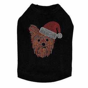 Yorkie Santa Rhinestone Dog Tank