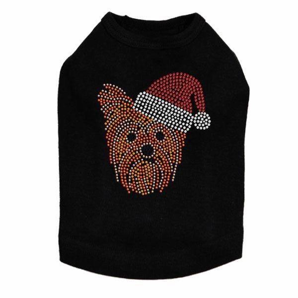 Yorkie Santa Rhinestone Dog Tank