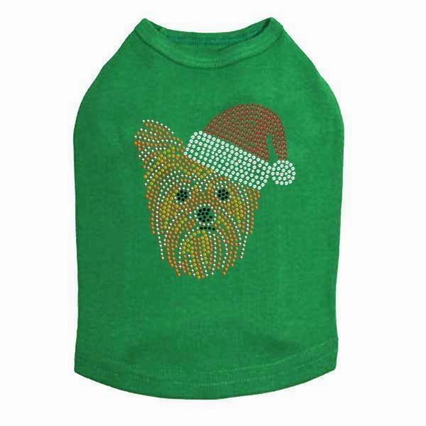 Yorkie Santa Rhinestone Dog Tank