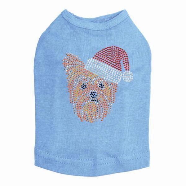 Yorkie Santa Rhinestone Dog Tank