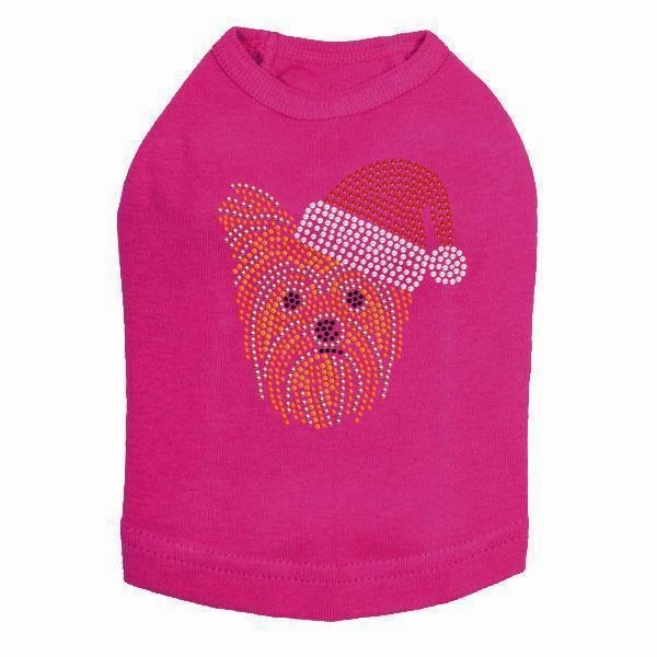 Yorkie Santa Rhinestone Dog Tank