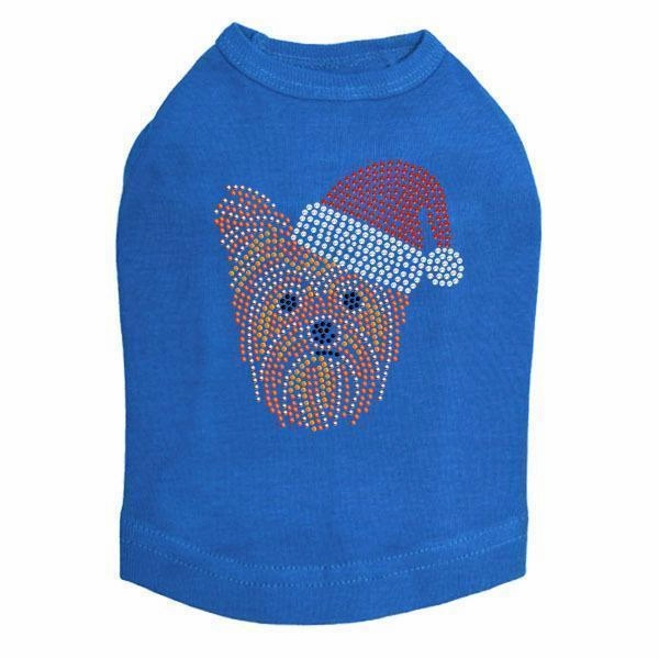 Yorkie Santa Rhinestone Dog Tank