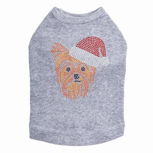 Yorkie Santa Rhinestone Dog Tank