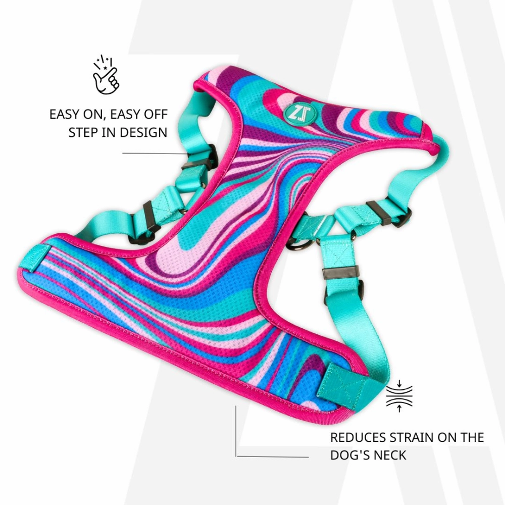 Zoomiez Adjustable Fuse Printed Step in Mesh Harness for Dogs